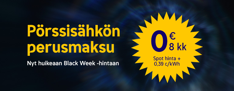 Helen Pörssisähkön perusmaksut 0 € ensimmäiset 8 kk